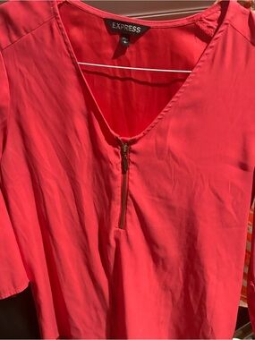 Express Coral Pink Zip-Front Blouse